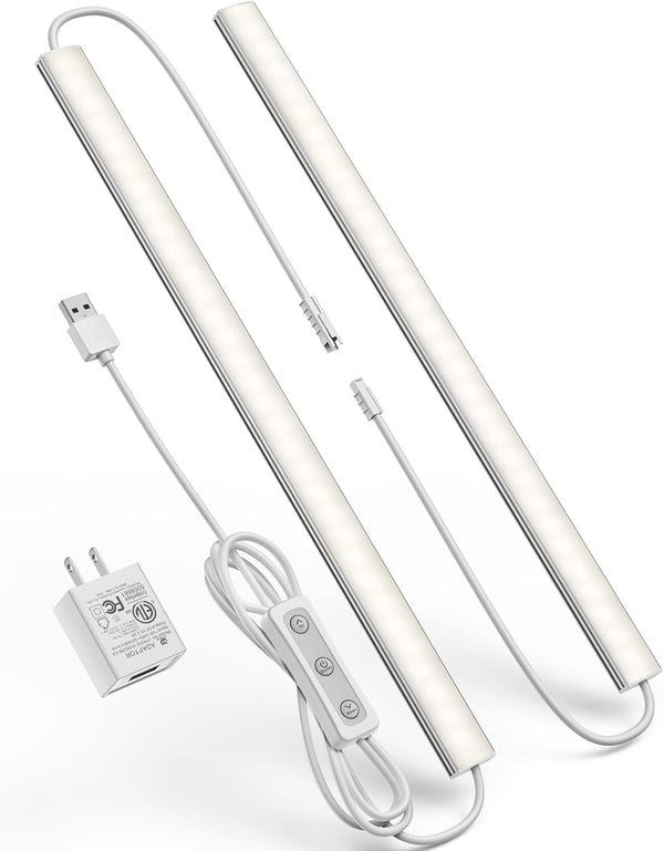 Plug-in Under Cabinet Lighting, Dimmable Under Counter Lights for Kitchen, 2pcs 12