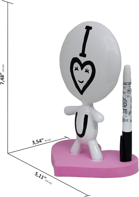 Dry Erase Board - TITTO in Love, Ceramic Doll, Ideal for Home & Office Decor, Gift Idea (Pink)