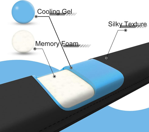 Faluber Cooling Gel Wrist Rest Pad - Full Size 18" Memory Foam Palm Rest with Non-Slip Footpad, Ergonomic Design