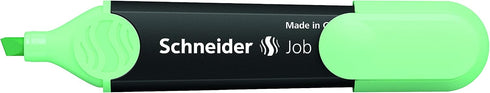 Schneider Job Pastel Highlighter, Chisel Tip, 1 + 5 mm, Black Barrel, Mint Ink, Box of 10 Highlighters (1524), Green