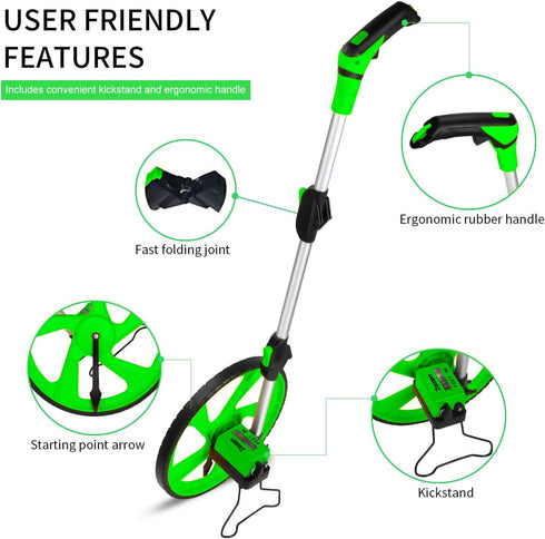 Zozen Distance Measuring Wheel in Feet, Collapsible with Backpack, Up to 10,000Ft, 12’’ Diameter Wheel