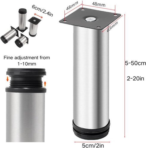HJYCLFAZU 4PCS 5cm 10cm 15cm 20cm 30cm 50cm Stand(16in/40cm) Metal Furniture Legs, Modern Stainless Steel Tapered