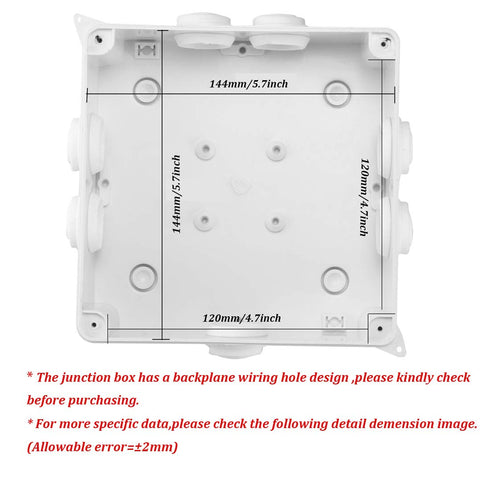 ABS Plastic Dustproof Waterproof IP65 Junction Box, Universal Electrical Project Enclosure, White, 5.9"x5.9"x2.8"