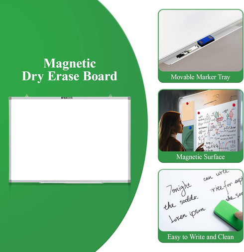M&G White Board Dry Erase Board 28" x 20", Magnetic Whiteboard for Wall with Markers, Magnets, and Eraser