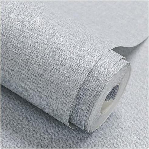 Fabric Peel and Stick Wallpaper, Gray Faux Grasscloth, 17.8 x 197 Removable Contact Paper