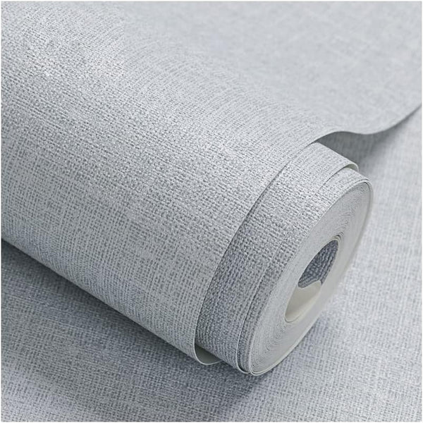 Fabric Peel and Stick Wallpaper, Gray Faux Grasscloth, 17.8 x 197 Removable Contact Paper