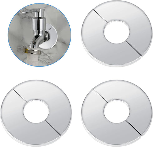 3 Pcs Stainless Steel Wall Split Flange Round Escutcheon Plate Cover for Plumbing Self Adhesive Split Pipe Flange