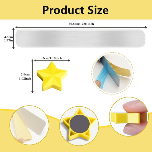 DUJEQM 3Pcs 10 Magnetic Board for Wall - Stainless Iron Magnetic Strips with Adhesive Backing, Magnet Board Bulletin