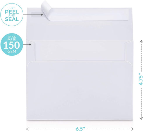 Sweetzer & Orange A6 Envelopes for 4x6 Cards. (100 with Box). White Envelopes Self Seal. Luxury 150gsm For Greeting Card Envelopes, Invitation Envelopes, Postcard Envelopes and Wedding Envelopes by Sweetzer & Orange