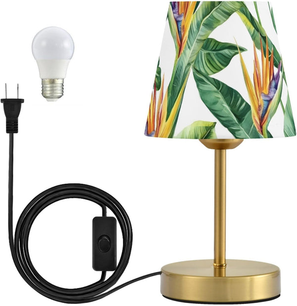 ALAZA Table Lamp for Bedroom Nightstand Tropical Palm Leaf Flower Bedside Lamp