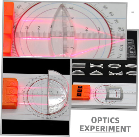 GLEAVI Optical Experiment Kit, Prism Optic Multifunction Reflector for Physics with Three Light Source Apparatus