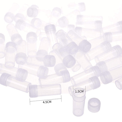 5ml Plastic Test Tubes - Small Vial Storage Container for Lab - 50pcs