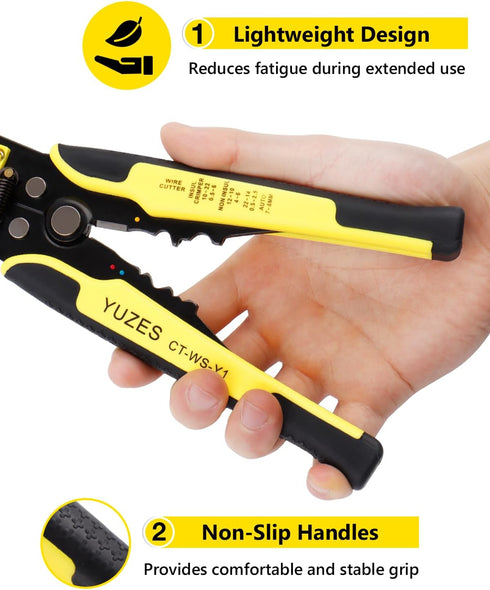 4 (24-14AWG) YUZES Automatic Wire Stripper and Crimping Tool Kit for Heat Shrink, Insulated Terminals, Open Barrel