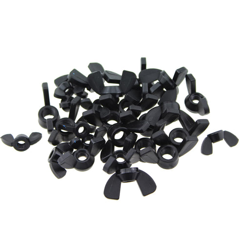 30PCS Nylon Butterfly Screws M5/6/8 Galvanized Carbon Steel Hand Twist Wing Style Knobs Fasteners Hardware Accessories Plastic Nuts (Black)