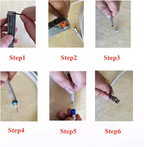 Coax Cable Crimper Tool Kit, RG6 RG59 Coaxial Compression Tool, Wire Stripper, 10pcs RG6 F Connectors