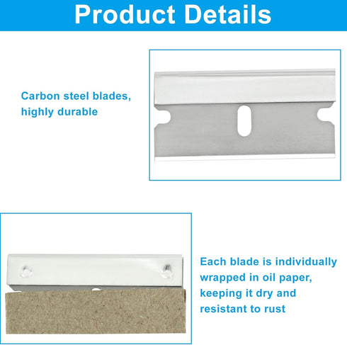 ISDVBUY 50 Pack Durable Razor Blades, Flat Scraper Blades Industrial Blade, High Carbon Steel One Edge Razor Blade