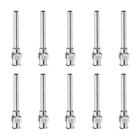 10pcs 10Gauge Stainless Steel Dispensing Needles, 1" All Metal Glue Needle Tube Blunt Tips for Lab Use