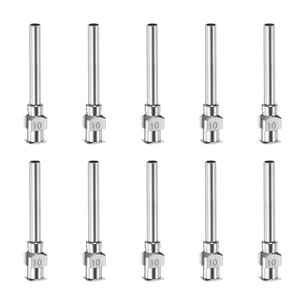 10pcs 10Gauge Stainless Steel Dispensing Needles, 1" All Metal Glue Needle Tube Blunt Tips for Lab Use