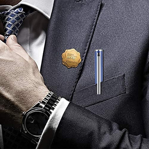 Unibene 6 Pack Glossy Blue Slim Metallic Retractable Ballpoint Pens, 1.0mm Medium Point with 6 Refills