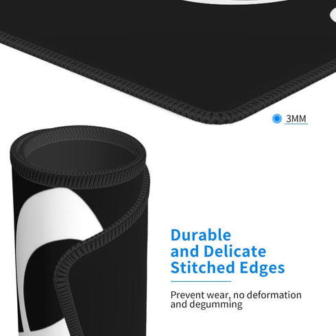Music Note Black Mouse Pad for Desk, Non-Slip Rubber Base Square Gaming Mouse Mat for Home Office