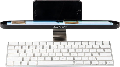 Mind Reader Over Keyboard Shelf, Desktop Organizer and Phone Holder, 13" L x 2" W x 3.5" H, Black