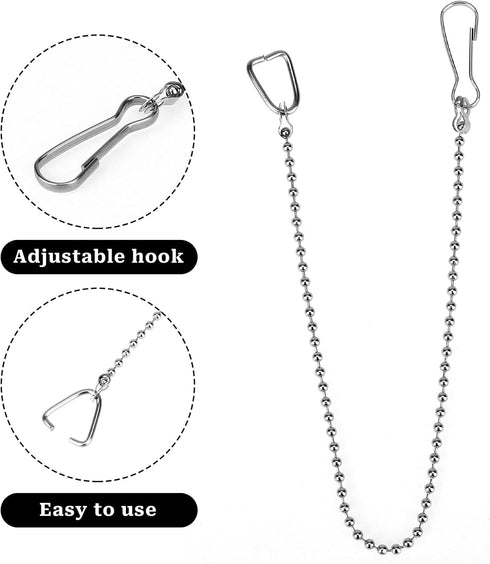 Toilet Flapper Chain 9.8inch, 3PCS Stainless Steel Universal Replacement with Hook and Ring for Most Flappers