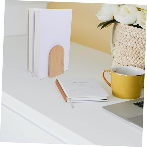 Wooden Bookends for Desk Organization - Simple Style