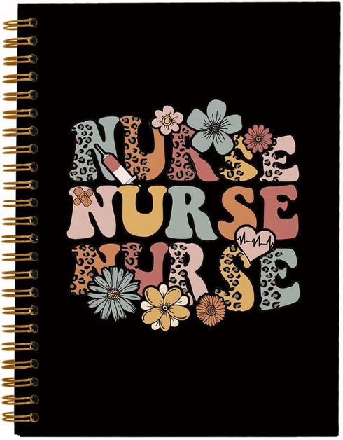 Nurse Gifts Black Hardcover College Spiral Notebook Journal, 5.5x8.3 for Work Notes, Nursing Student Graduation Gifts