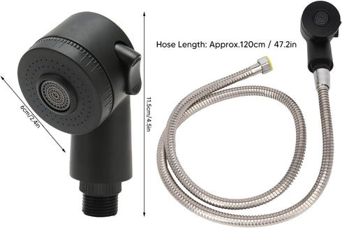 Set 120cm Salon Shampoo Bowl Sprayer with Anti-Leakage Ceramic Valve Head & Hose - Durable Electrolating Surface