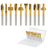 Renyu 10 Pcs HSS Router Carbide Engraving Bits, 1/8"(3mm) Titanium Router Bits