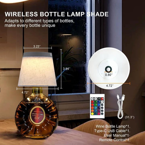 Dimmable(RGB 1pc) Wireless Bottle Lamp,Small Bedside Table Lamp,RGB LED Bottle Light with Remote White Gray