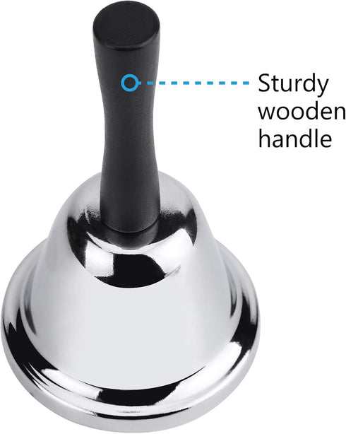 MROCO Loud Hand Bell, Silver Steel Dinner Bells for Classroom, Food Line, Alarm