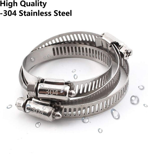 Hose Clamp 1 Inch Stainless Steel Worm Gear Fuel Line Clamps, 19-29mm (25 Pack)