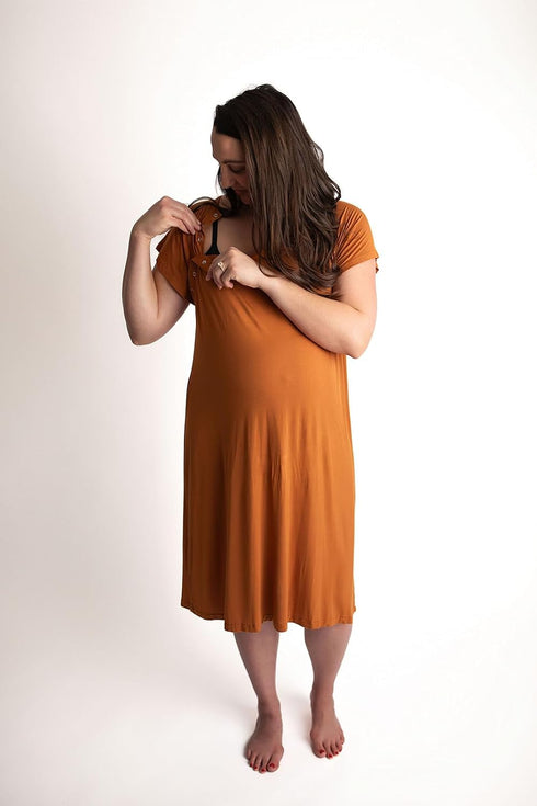 Three Little Tots Plus Size Maternity Hospital Gown - Labor & Delivery Nightgown