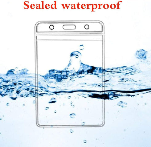 Vertical ID Badge Holders, Waterproof Clear Plastic Holder for RFID/Proximity/Swipe Cards or Credit Cards (6Pcs,