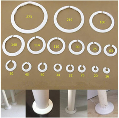 Wall Flange Cover Collars – 4 Pieces Plastic Radiator Pipe Collars for Water Pipe Drain Line Decoration