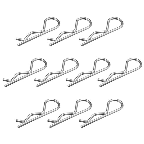 uxcell Clip Pins 3.5mm Wire Carbon Steel 75mm Length R Shaped Spring Cotter Fastener Hardware Silver Tone