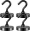 Neosmuk Black Magnetic Hooks, Strong Neodymium Hooks for Fridge, Extra Strength Industrial Hooks, Matte Black, 4 Pack