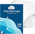 Premium Printable Vinyl Sticker Paper for Inkjet Printer,100 Sheets Matte White Waterproof