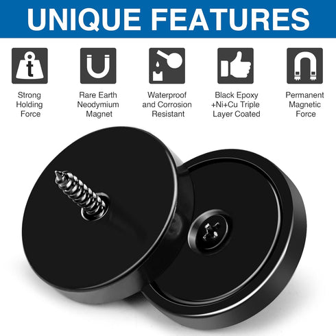 110 lb+ Pack 6 LOVIMAG Magnets with Holes, Waterproof Strong Neodymium Cup Disc Magnets with Screws for Wall Mounting