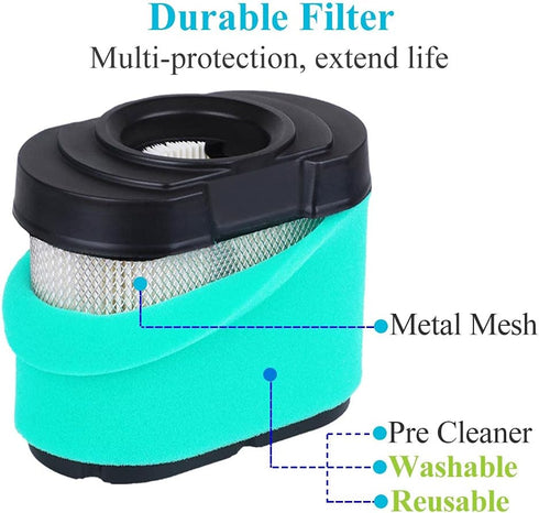 792105 Air Filter and 696854 Oil Filter Kit Compatible with Briggs and Stratton 407777, 445877 Engine, John Deere D170,