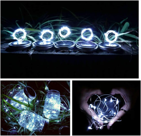 12 Pack 30 12 SmilingTown Solar Mason Jar String Light Lids LED Fairy Firefly Inserts Lighting with Hangers Waterproof