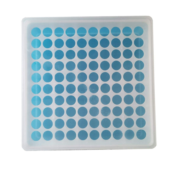 Plastic Square 100 Positions Laboratory Case Box for 0.5ml/1.2ml/1.5ml/2ml Centrifuge Tubes, Polypropylene
