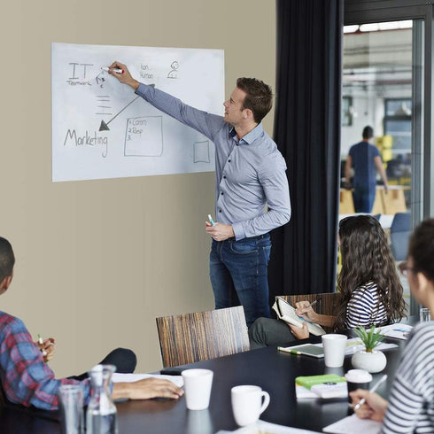 Peel and Stick White Board - 24"x36" Dry Erase Board with Stain Proof Surface and Restickable Adhesive