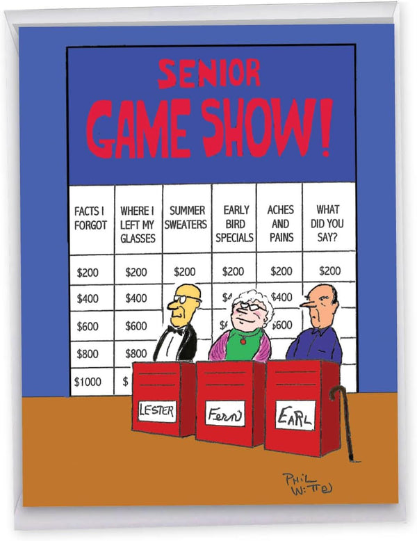 NobleWorks Extra Large Funny Birthday Greeting Card - 8.5 x 11 Inch with Envelope, Jumbo Bday Senior Jeopardy