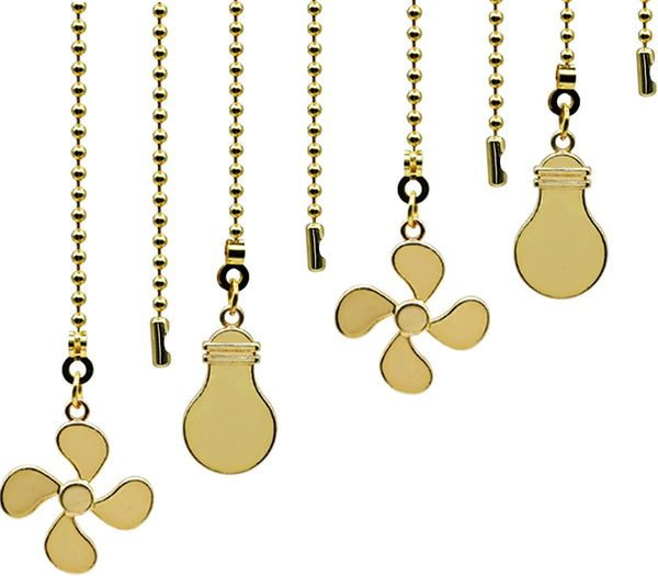Ceiling Fan Pull Chain Set, 4 Pieces Bulb and Fan Pattern, 12 Inch Ceiling Fan Chain Extender with Ball Connector