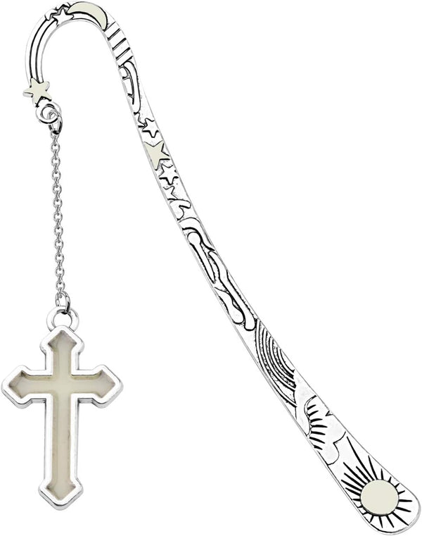 Gzrlyf Cross Bookmark, Glow in The Dark Book Markers for Book Lovers, Christian Gifts (Luminous Bookmark)