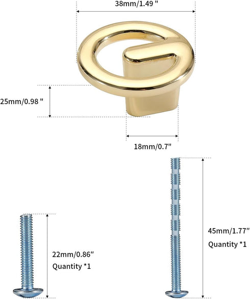 4 Packs of Small Gold Modern Minimalist Cabinet Door Handles,Single Hole Wardrobe Doors,Bedside cabinets,cabinets