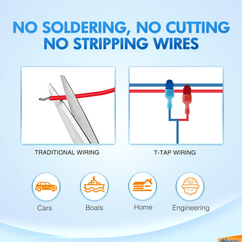 Nilight 360PCS T-Tap Wire Connectors Self-Stripping Quick Splice Electrical Terminals Assortment Kit with Case