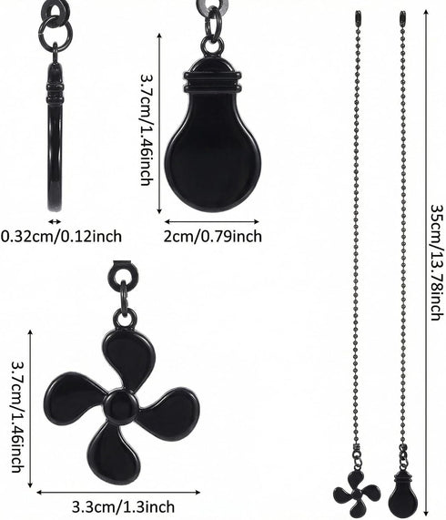 Ymapinc 2pcs 13inch Bulb Ceiling Fan Pull Chain Ornaments, Black Fan Pulls Decorative Chain for Ceiling Light, Extender